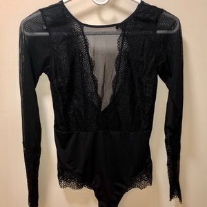 Long sleeve lace/mesh bodysuit